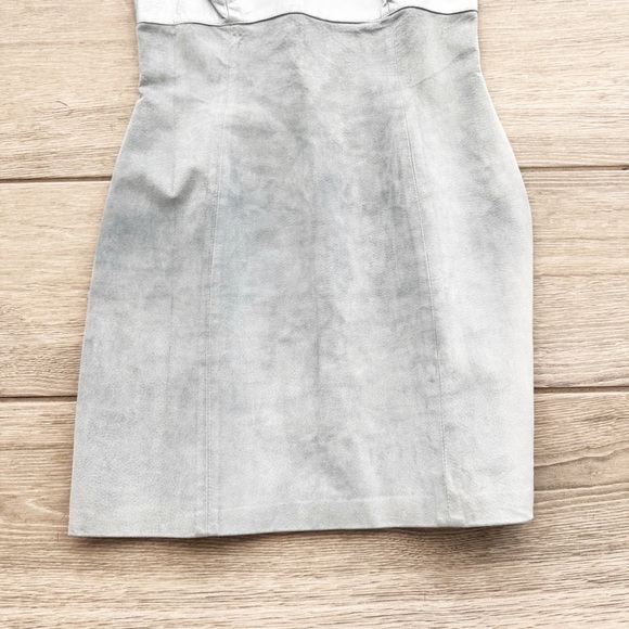 Danier Women’s Leather Suede Mini Dress Cocktail Spaghetti Straps Sky Blue S/P - Picture 3 of 8